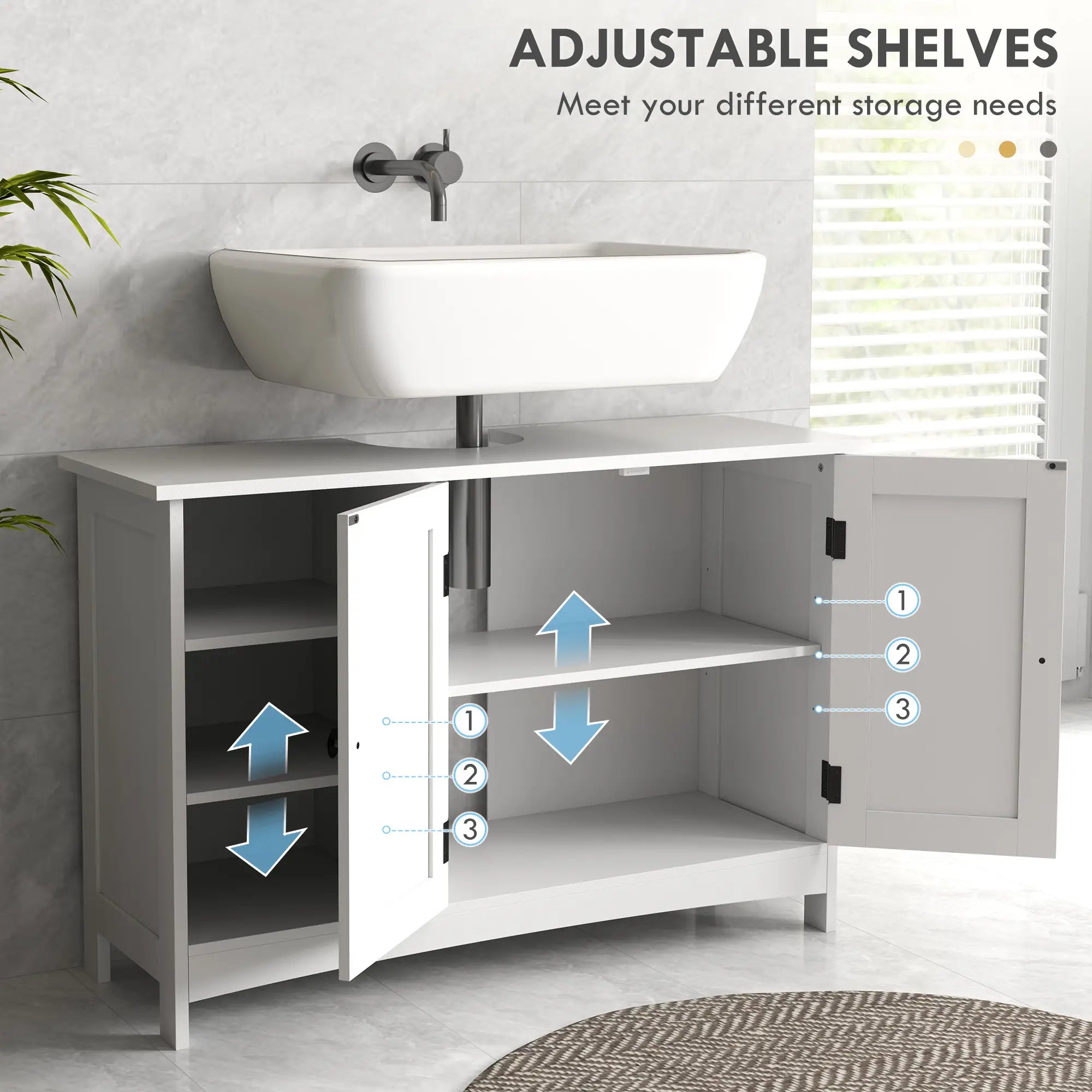 Bathroom Vanity Cabinet, Under Sink Storage, Double Doors, White Sink Cabinets at Gallery Canada