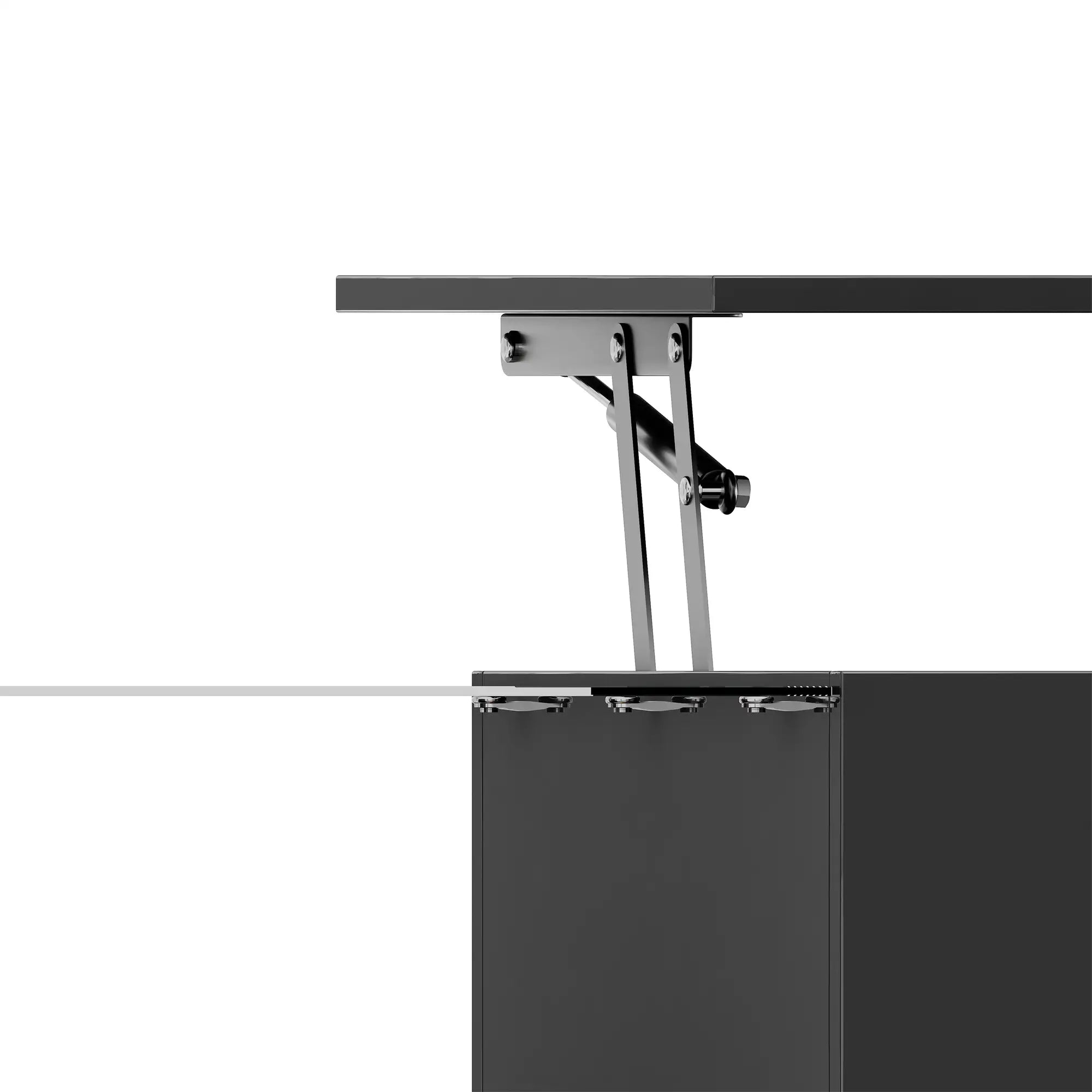 Coffee Table, Tempered Glass Top, LED Light, Adjustable Height, 39.5