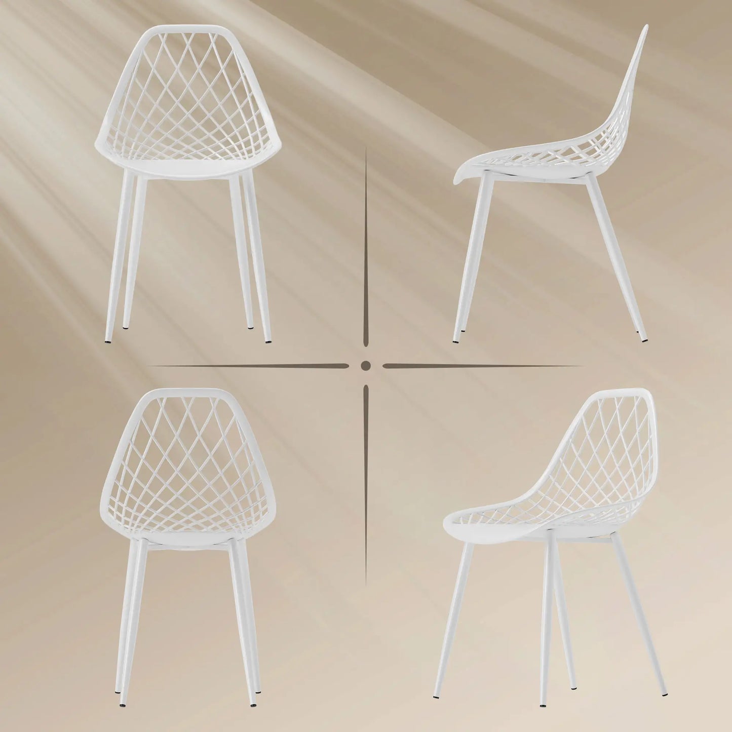 Modern Dining Chairs Set of 4, Plastic with Metal Legs, White Dining Chairs at Gallery Canada