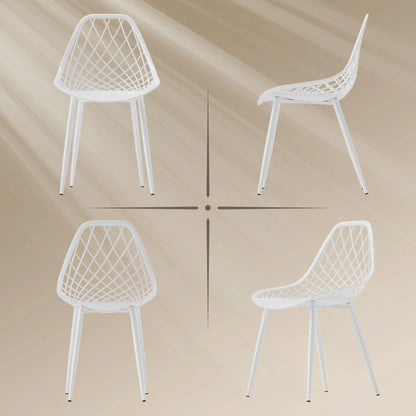 Modern Dining Chairs Set of 4, Plastic with Metal Legs, White Dining Chairs at Gallery Canada