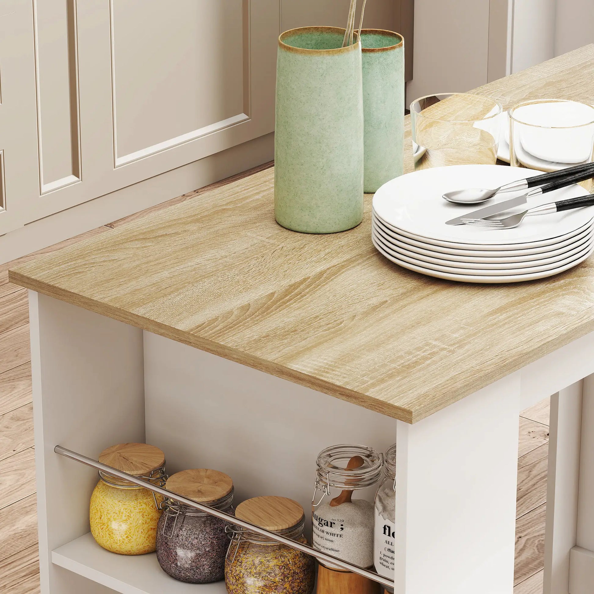 Modern Bar Table, 3 Storage Shelves, Kitchen Dining Room, White Bar Tables & Dining Tables at Gallery Canada