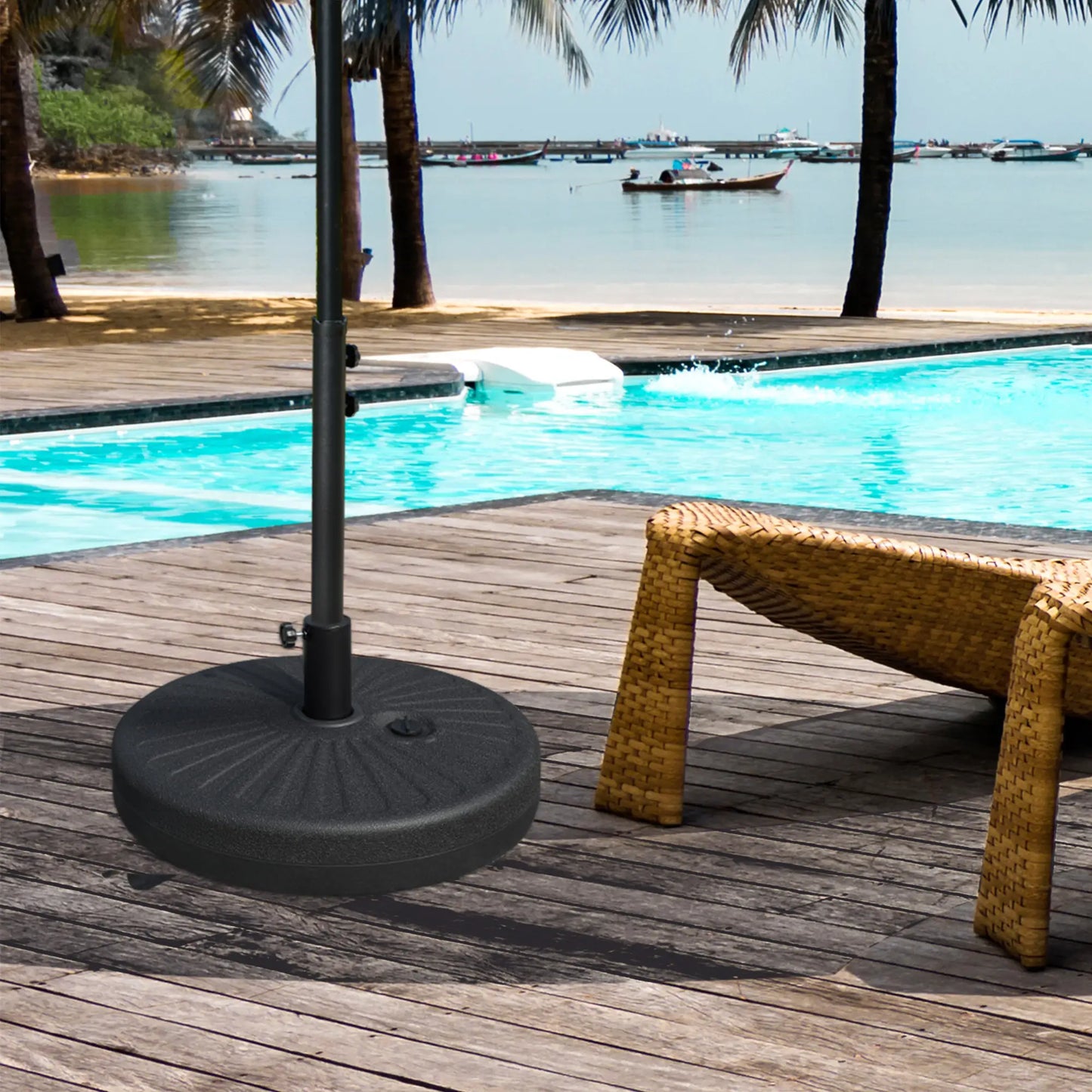 48 lb Heavy Duty Patio Umbrella Base, Water Filled Stand, Black Umbrella Bases at Gallery Canada