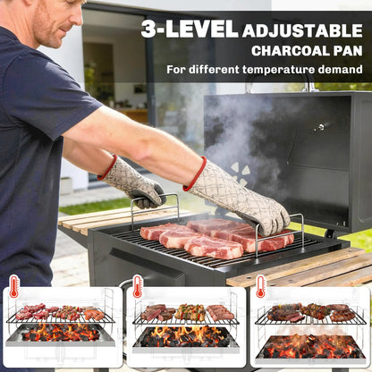 20" Charcoal BBQ Grill On Wheels, Adjustable Pan, Thermometer, Charcoal Charcoal BBQ Grils at Gallery Canada
