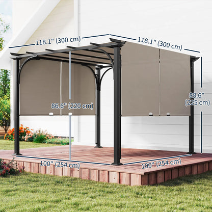 10' x 10' Outdoor Pergola, Steel Frame, Beige Pergolas at Gallery Canada