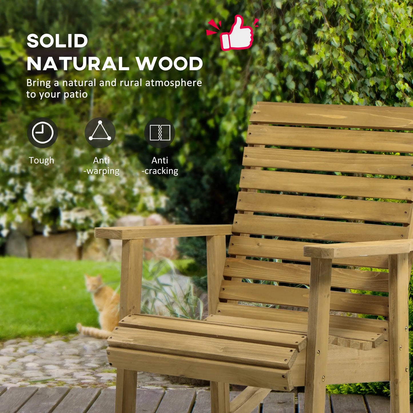 Wooden Outdoor Rocking Chair, Traditional Patio Rocker, Light Brown Outdoor Rocking Chairs at Gallery Canada