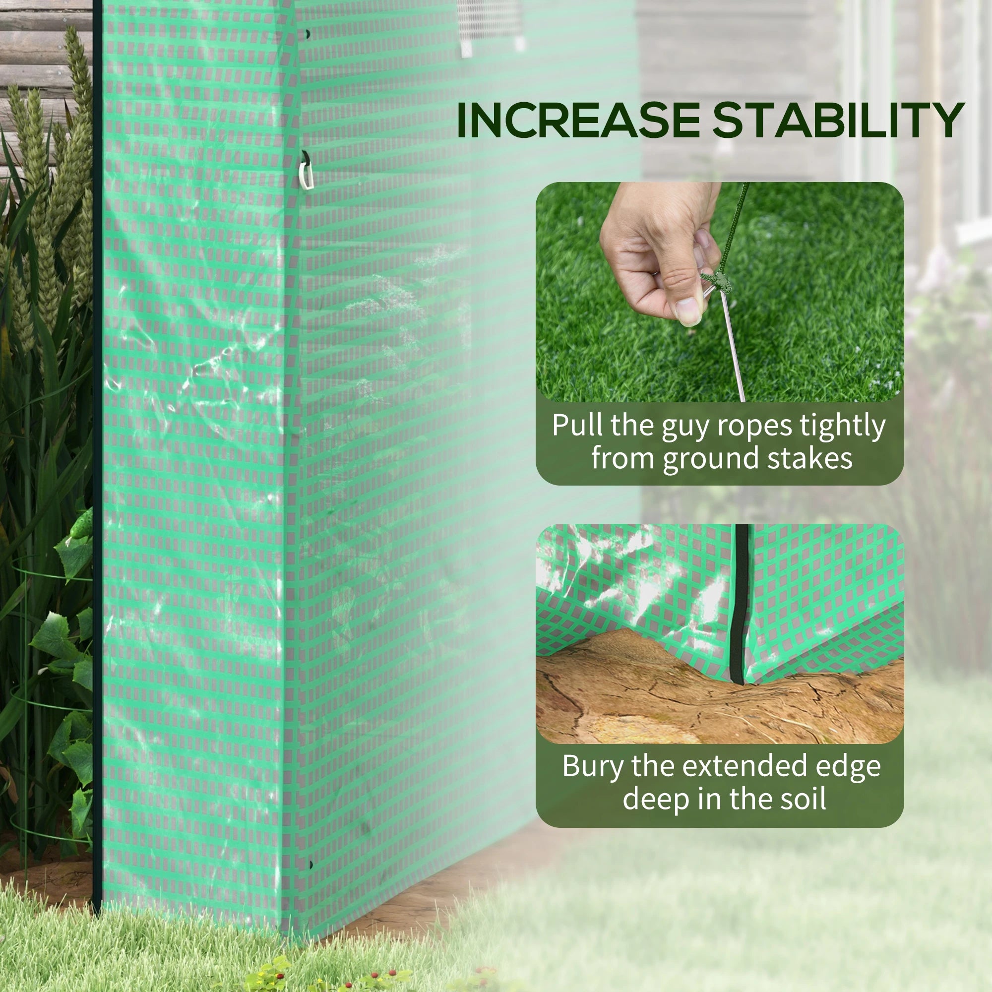 Walk-In Tunnel Greenhouse, UV-Resistant PE Cover, 6' x 6' x 6.6', Green Tunnel Greenhouses at Gallery Canada