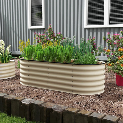 5 x 2 x 1.5 FT Galvanized Steel Raised Garden Bed, Cream White