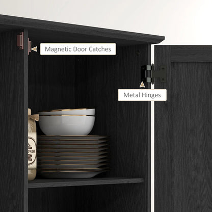 70" Tall Kitchen Pantry Cabinet, Adjustable Shelves, Black Wood Grain, Black Kitchen Pantry Cabinets at Gallery Canada