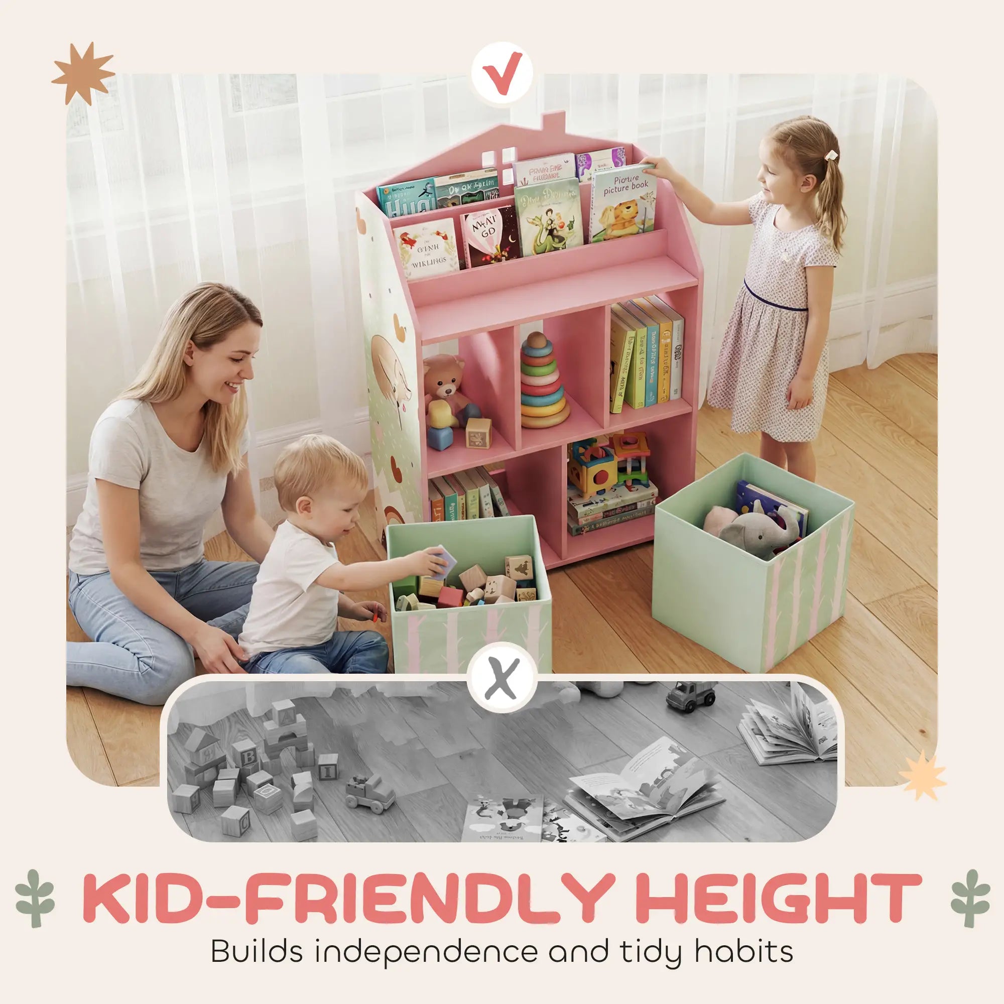 Kids Bookshelf With Storage, Toy Storage Unit, Pink Baby & Kids Storage at Gallery Canada
