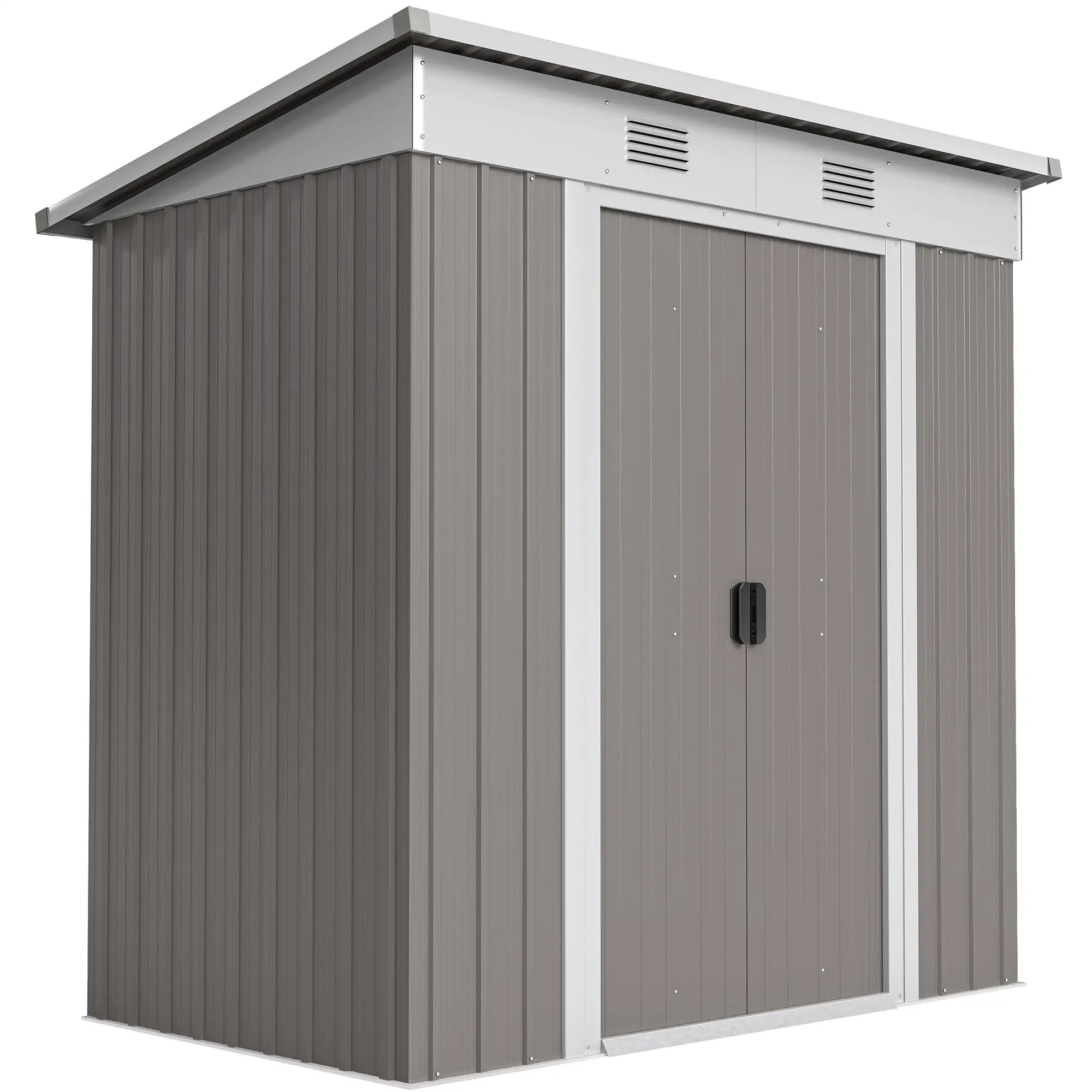 6' x 4' Outdoor Storage Shed, Metal Garden Tool Organizer, Light Grey Sheds at Gallery Canada