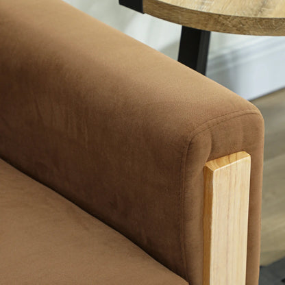 53 Inch Loveseat Sofa, 2 Seater Couch, Solid Wood Legs, Modern Velvet, Brown 2-Seater Sofas at Gallery Canada