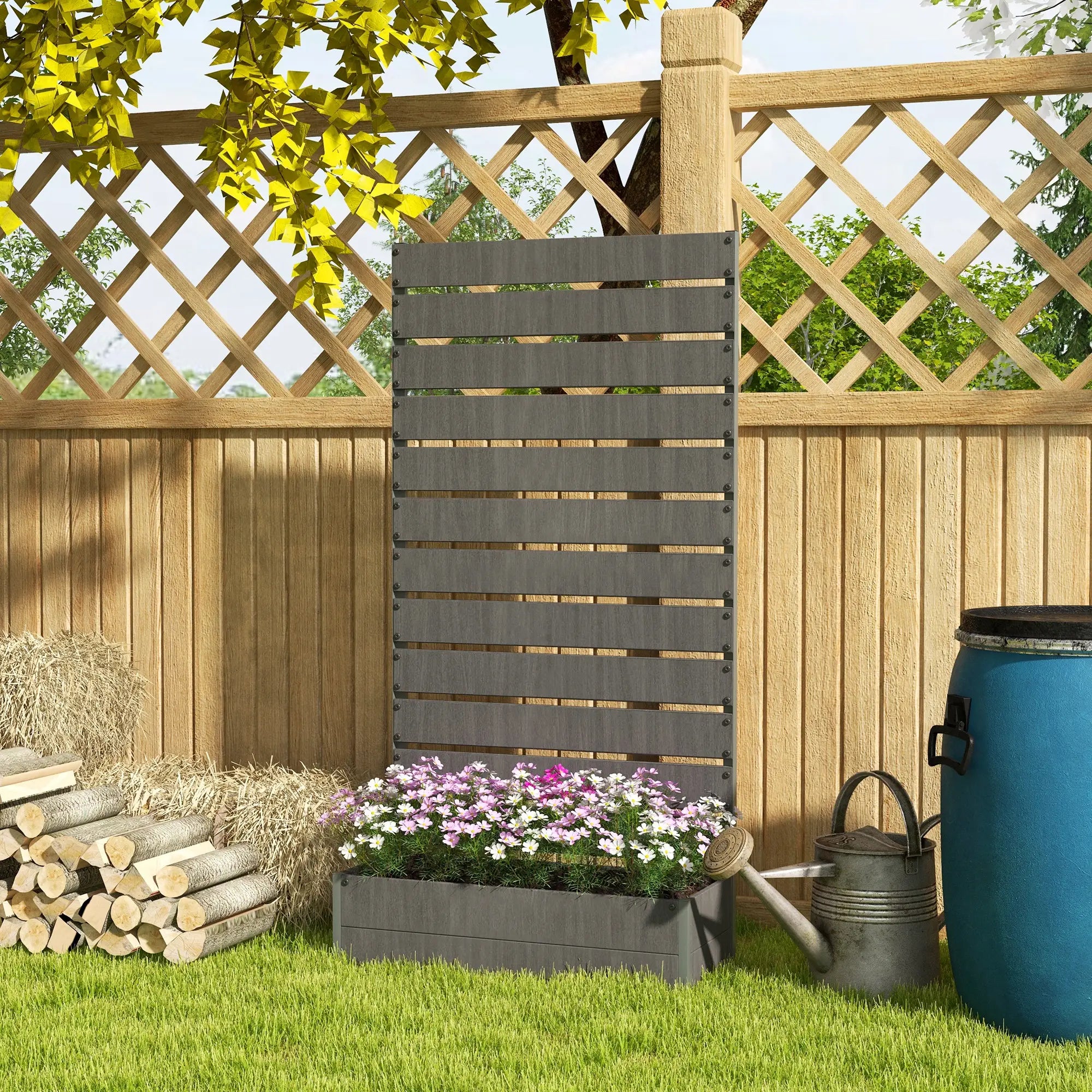 Trellis Planter, Raised Garden Bed, Dark Grey Wooden Planter Boxes at Gallery Canada