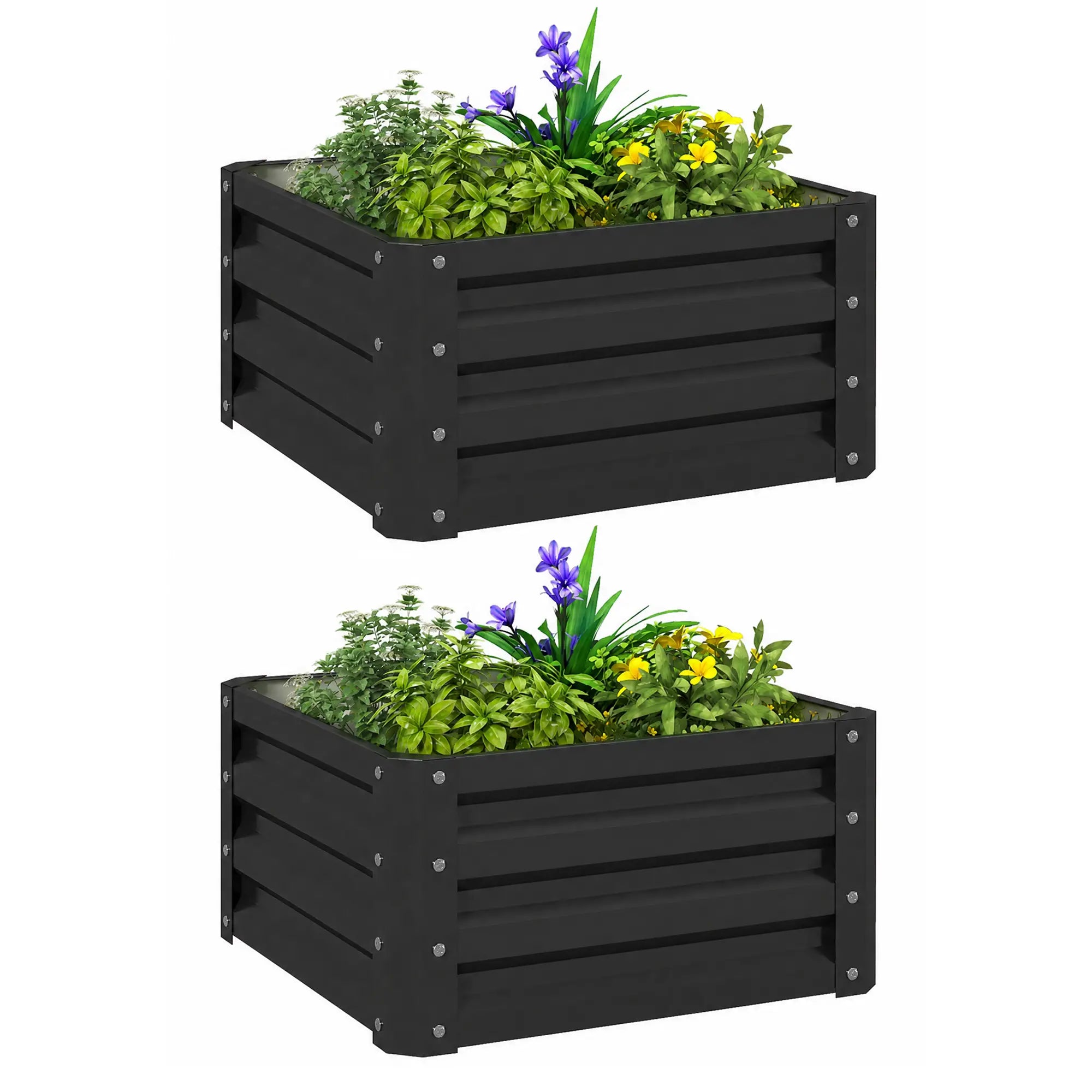 2' x 2' x 1' Raised Garden Bed, Galvanised Steel Frame, Black Galvanized Planter Boxes at Gallery Canada