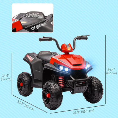 12V Kids ATV, Four Wheels, Spring Suspension, Forward Backward, LED Light, MP3, Red Electric Ride On Toys at Gallery Canada