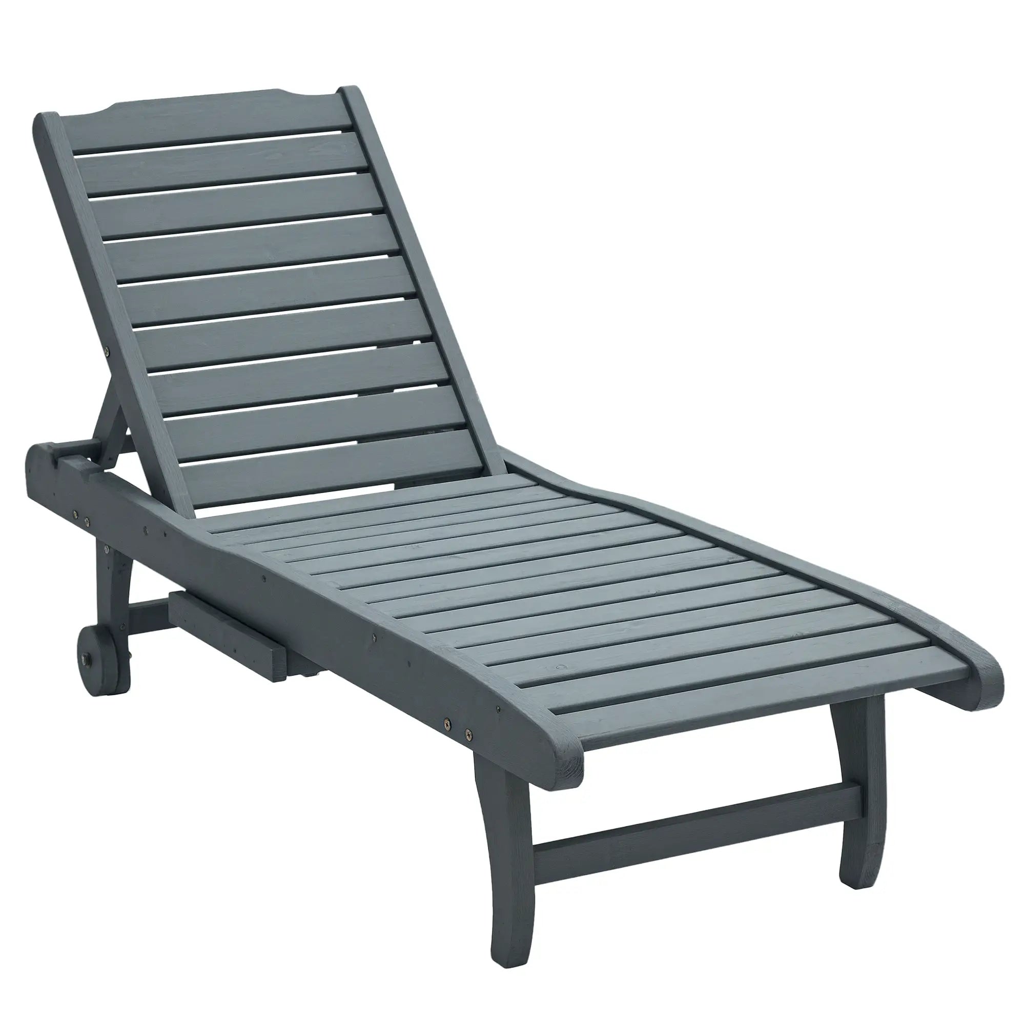 Adjustable Lounge Chair, Outdoor Patio Chaise Recliner with Tray, 2 Wheels Chaise Loungers at Gallery Canada