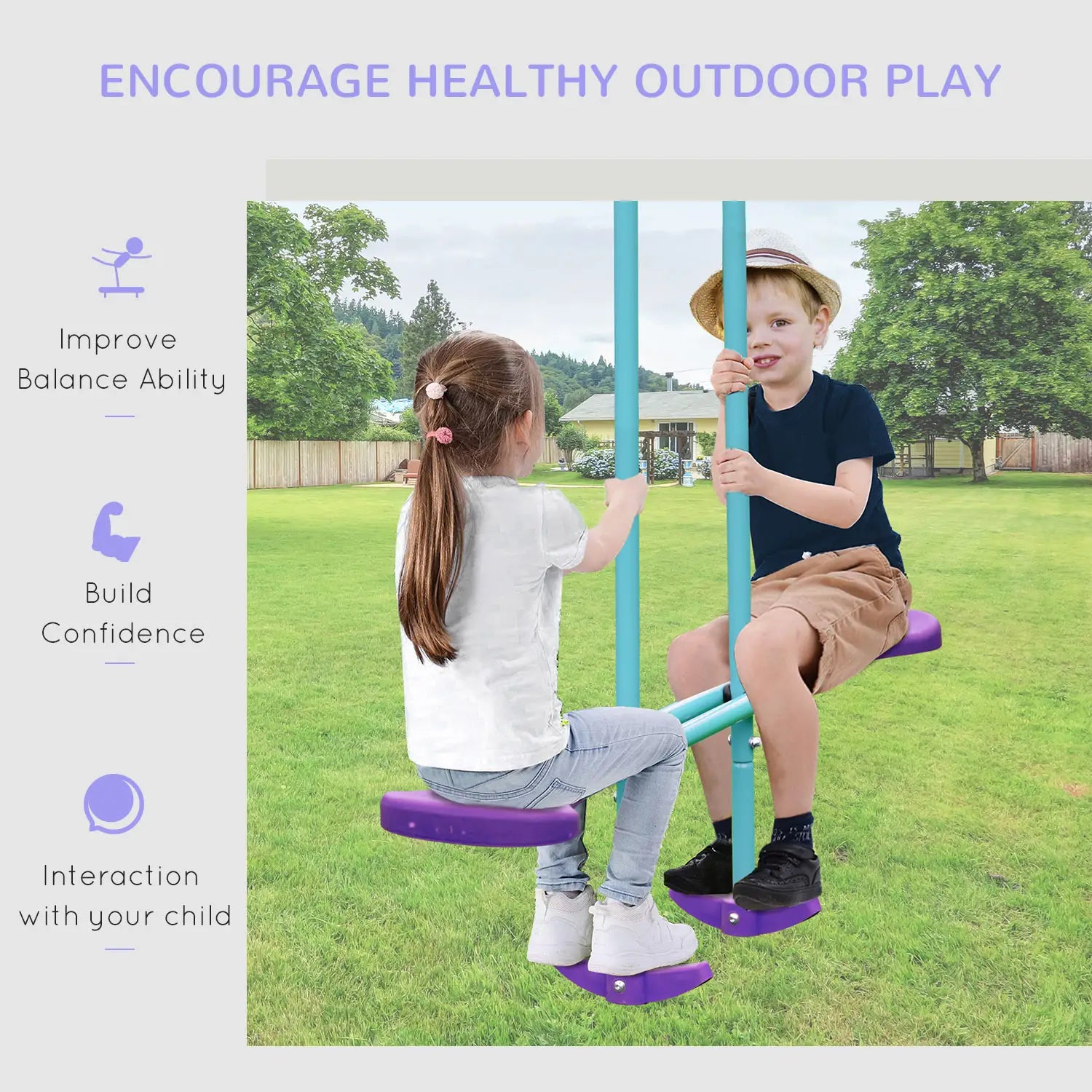 3 in 1 Metal Swing Set, Double Swings, Glider, Purple Gym Sets & Swings at Gallery Canada