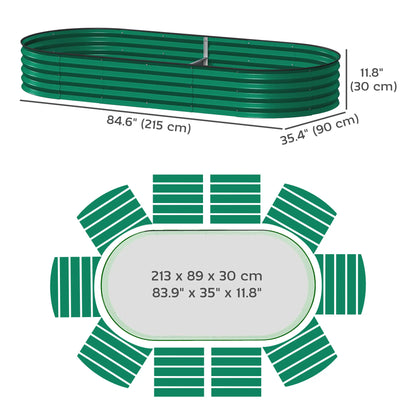 7' x 3' x 1' Parterre de jardin surélevé galvanisé, Tuteur de plante métallique vert, Vert