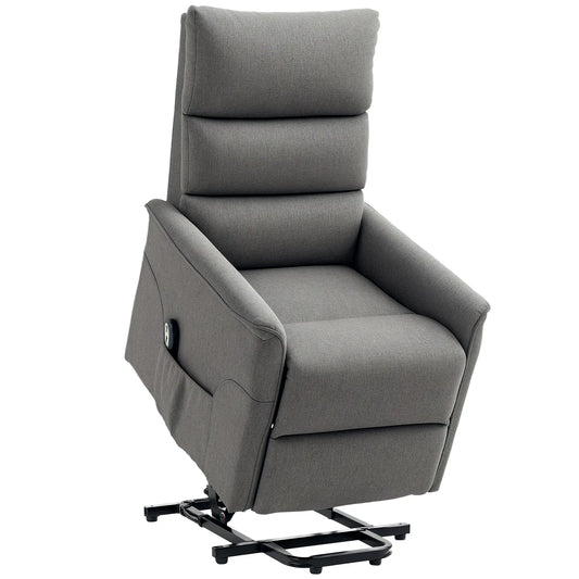 Power Lift Chair Recliner, Remote Control, Side Pockets, Dark Grey Electric Power Lift Chairs Dark Grey at Gallery Canada