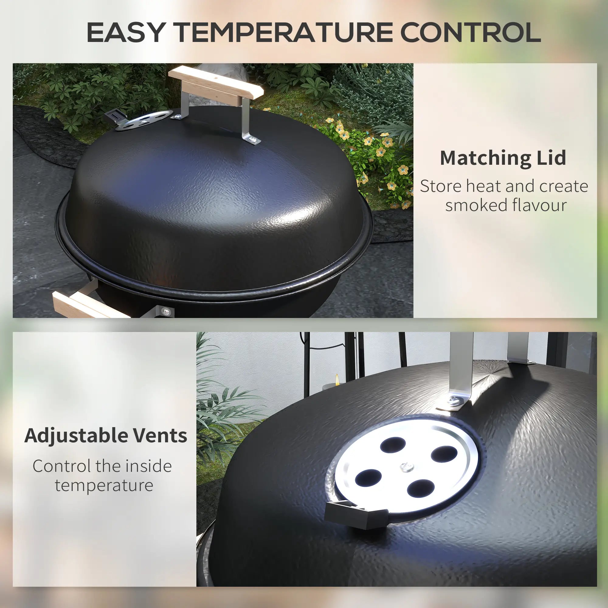 Portable Charcoal BBQ Grill, Steel Outdoor Cooker With Lid, Black Charcoal BBQ Grils at Gallery Canada