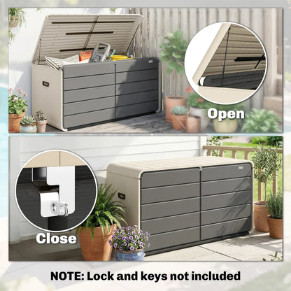 Outdoor Storage Box With Lockable Lid, HDPE Garden Deck Box With Wheels 757 L Patio Storage Boxes at Gallery Canada