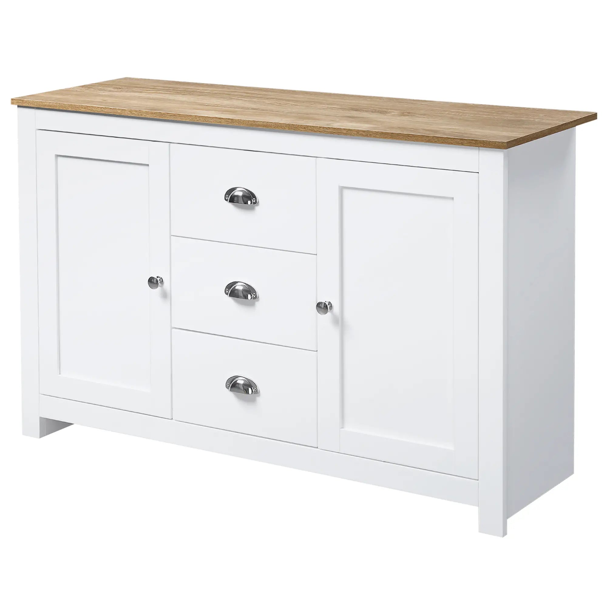 Modern Sideboard Cabinet, Kitchen Buffet with 3 Drawers, Adjustable Shelves, White Bar Cabinets at Gallery Canada