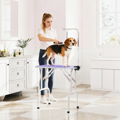 Foldable Pet Grooming Table, Adjustable Arm, Non-Slip, Purple Dog Grooming Tables at Gallery Canada