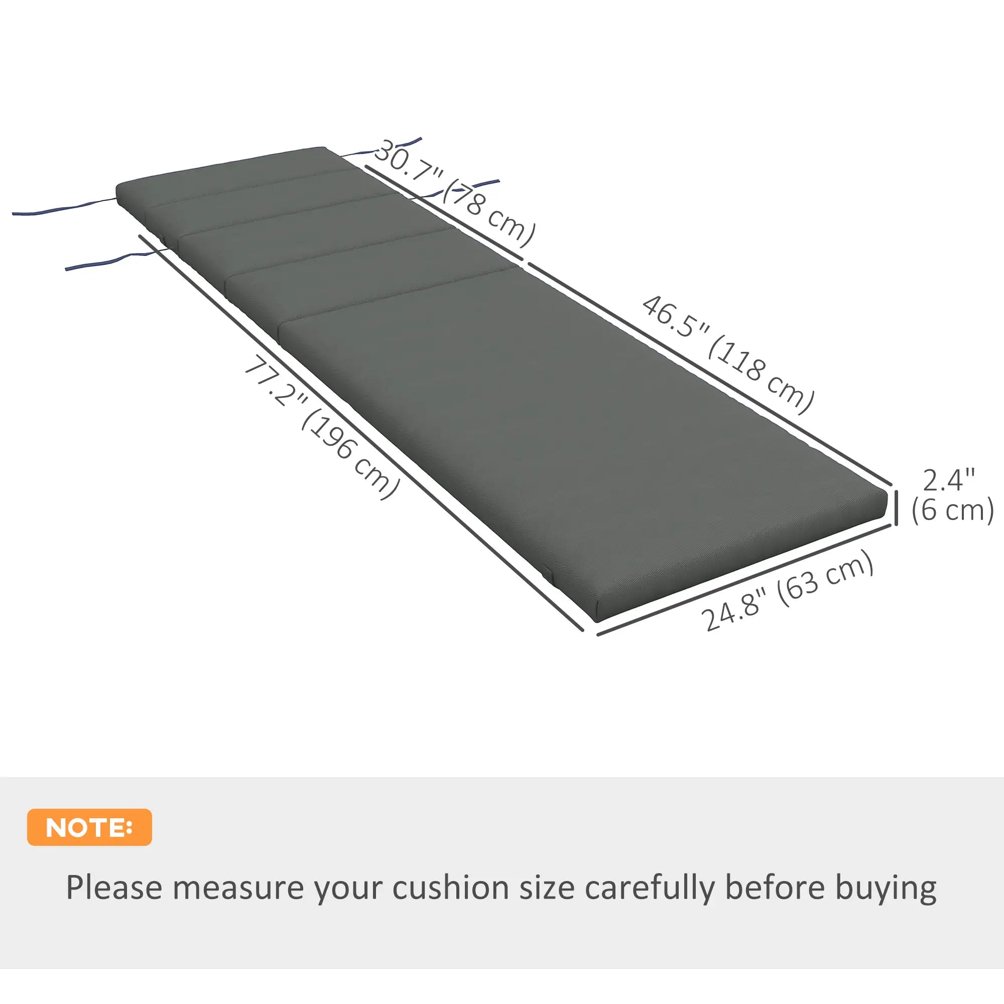 Patio Chaise Lounge Cushions, Headrest, Ties, Set of 2, Grey Patio Chair Cushions at Gallery Canada