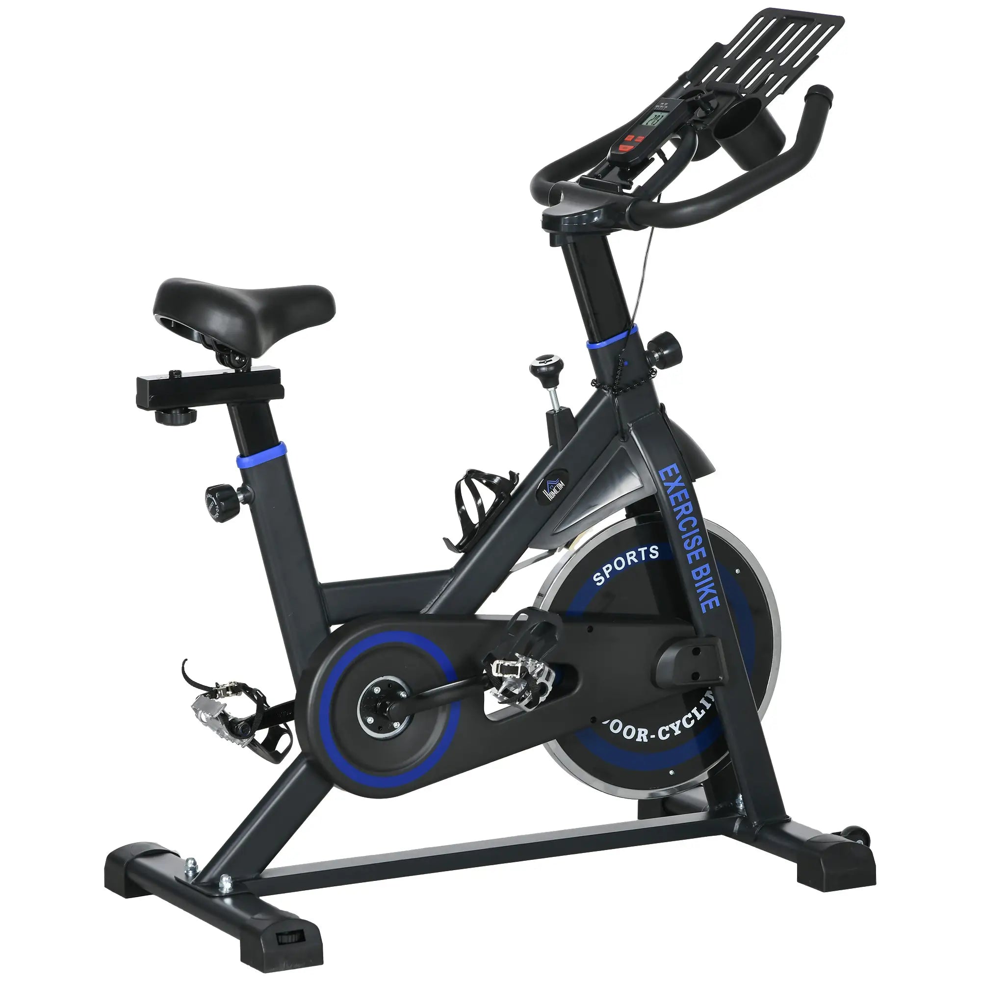 Adjustable Upright Stationary Exercise Bike, LCD Display, Indoor Cycling, Adjustable Resistance, Black Exercise & Stationary Bikes Black, Blue at Gallery Canada