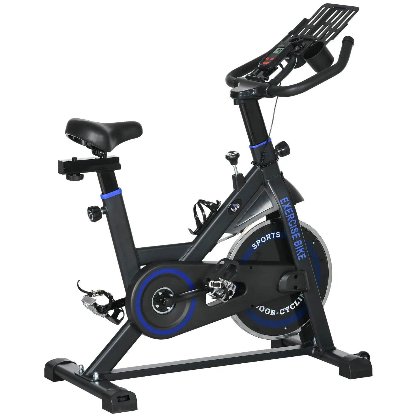 Adjustable Upright Stationary Exercise Bike, LCD Display, Indoor Cycling, Adjustable Resistance, Black Exercise & Stationary Bikes Black, Blue at Gallery Canada