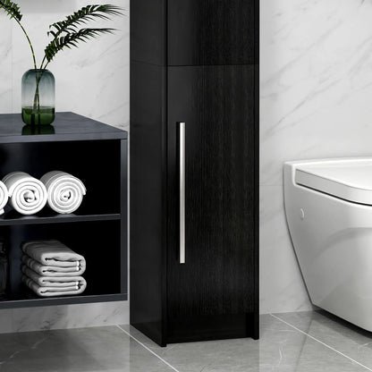 Tall Bathroom Storage Cabinet, Adjustable Shelves, Wood Grain, Black Bathroom Cabinets at Gallery Canada
