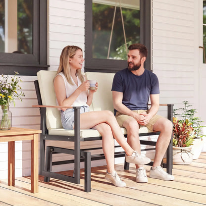 Outdoor Glider Bench For 2 Person, Thick Cushions, Cream White Outdoor Gliders at Gallery Canada