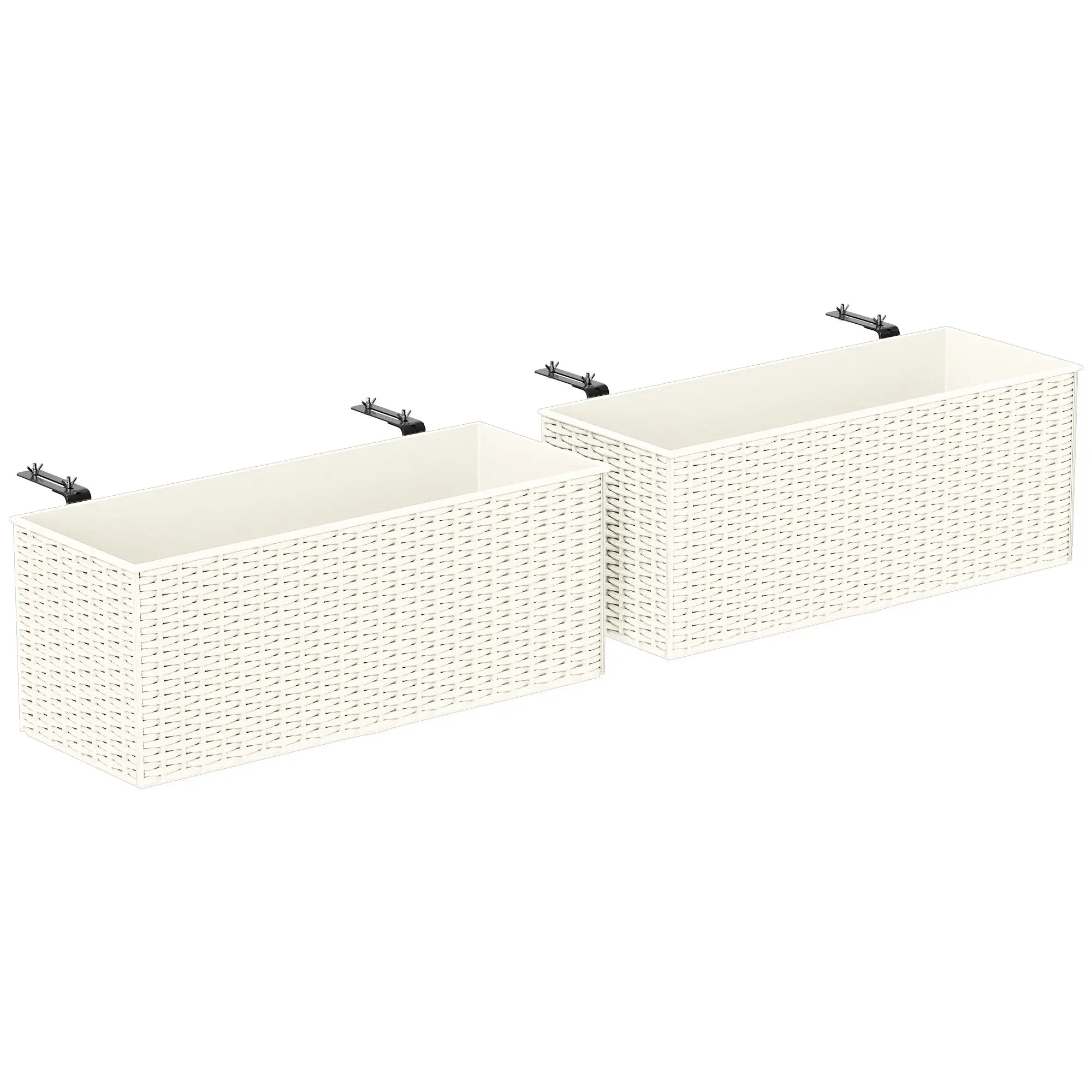 2 Pack 20 Inch Hanging Flower Pots, Railing Planter Box, White