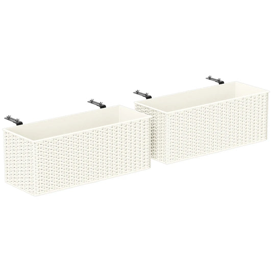 2 Pack 20 Inch Hanging Flower Pots, Railing Planter Box, White Planter Set White at Gallery Canada