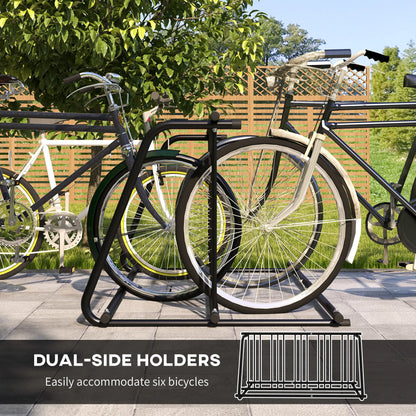 Steel Bike Rack, 61", 6-Bike Capacity, Dual-Side, for Garages Streets Bike Parking Stands at Gallery Canada