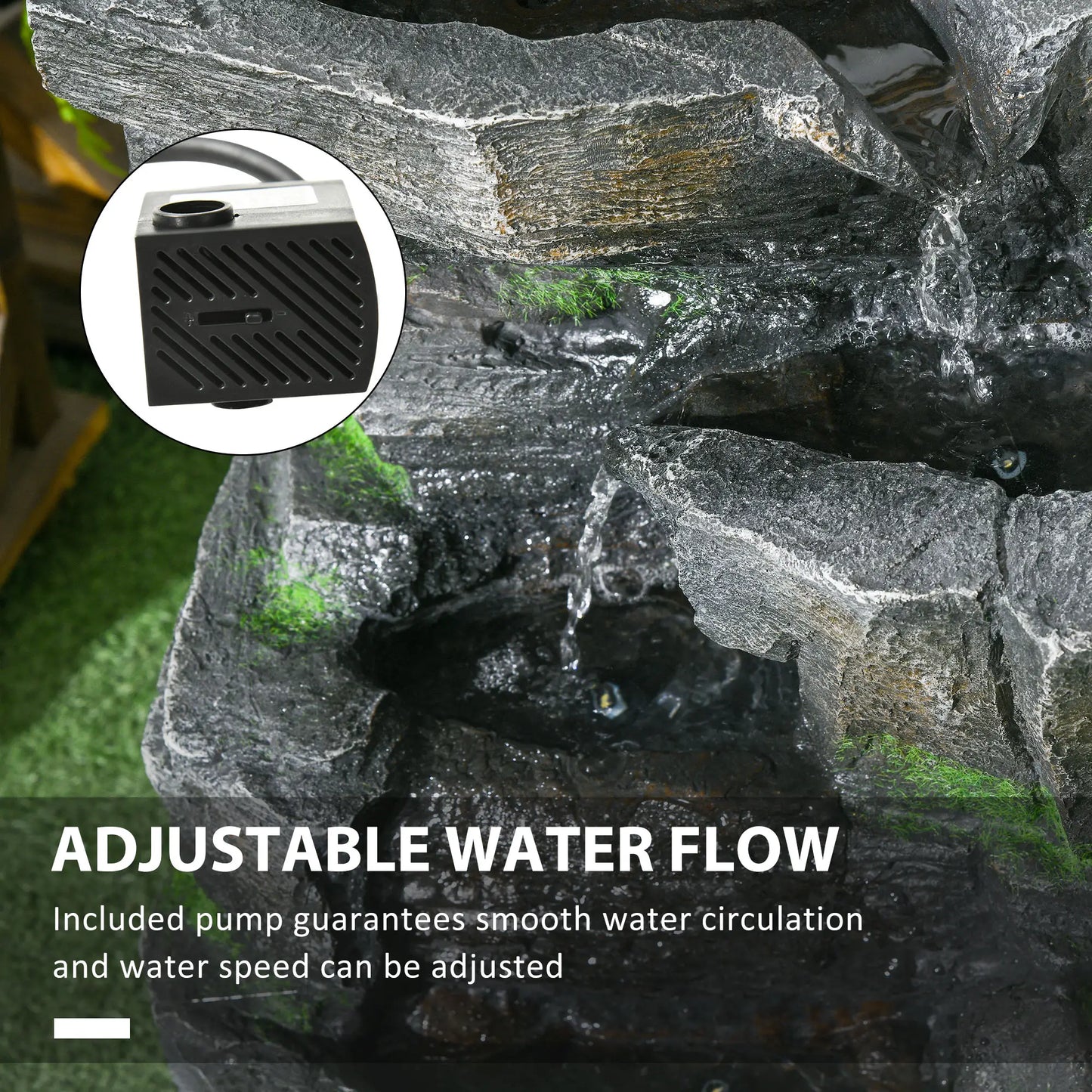 4-Tier Outdoor Water Fountain, LED Lights, Adjustable Flow, 22.4-inch Resin Water Fountains at Gallery Canada