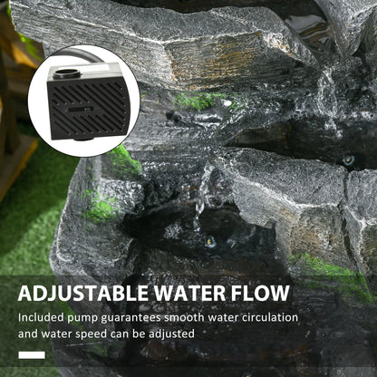 4-Tier Outdoor Water Fountain, LED Lights, Adjustable Flow, 22.4-inch Resin Water Fountains at Gallery Canada