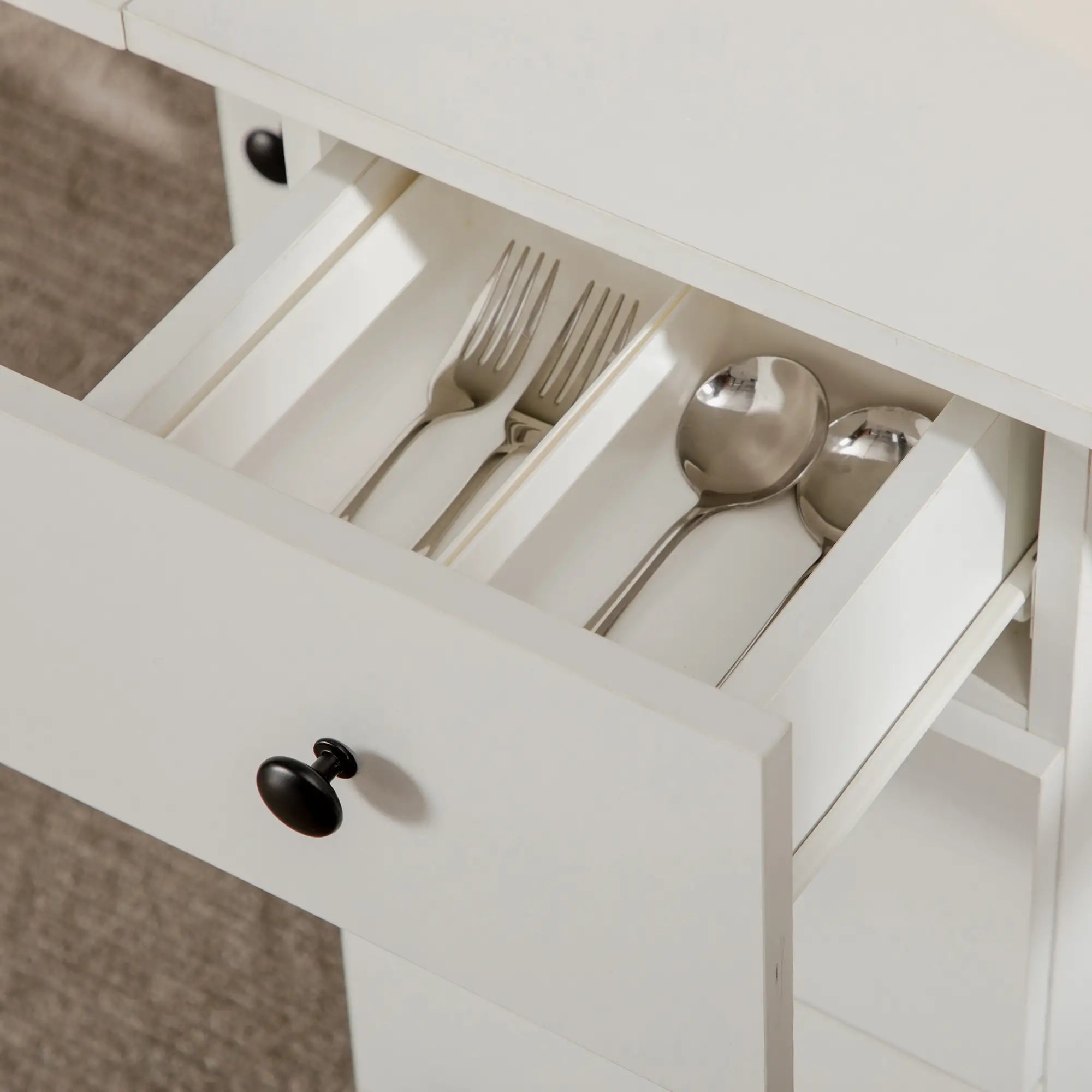 Foldable Dining Table, Rolling Kitchen Table with Storage, White Bar Tables & Dining Tables at Gallery Canada