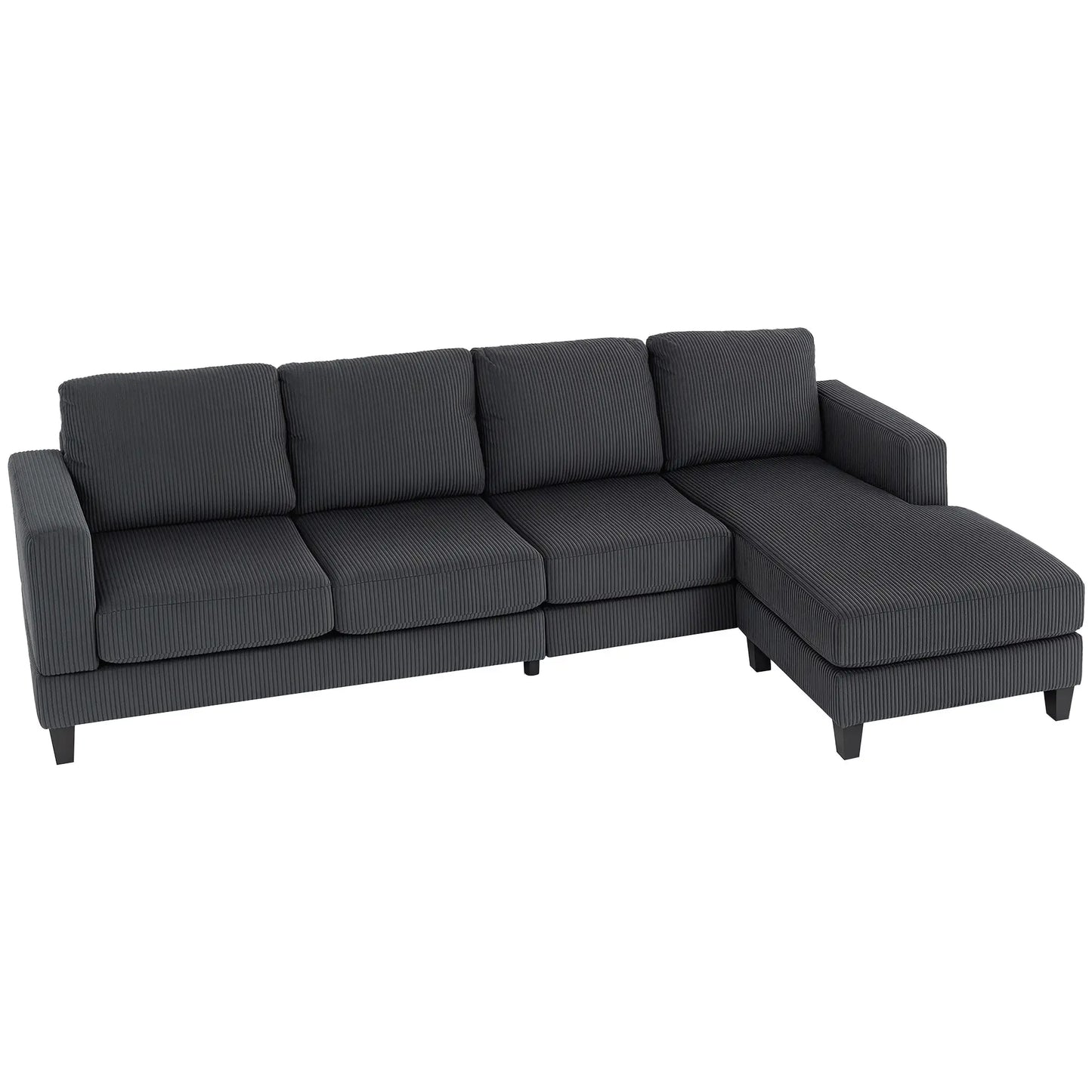 L Shaped Couch with Chaise Lounge, Spring Cushion, Charcoal Grey 3-Seater Sofas Charcaol Grey at Gallery Canada