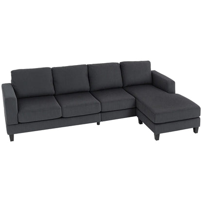 L Shaped Couch with Chaise Lounge, Spring Cushion, Charcoal Grey 3-Seater Sofas Charcaol Grey at Gallery Canada