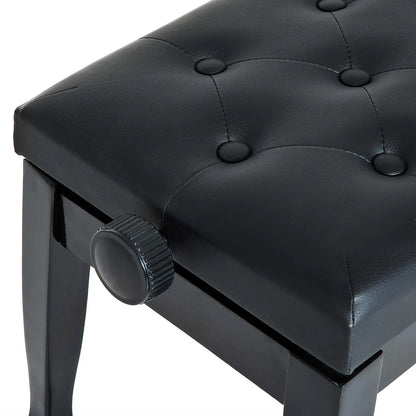 25" Adjustable Piano Bench, Padded Cushion, Storage, Black Piano Benches at Gallery Canada