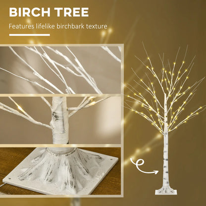 5 Ft Pre-Lit LED Artificial Birch Tree, Indoor Outdoor Use Artificial Tree at Gallery Canada