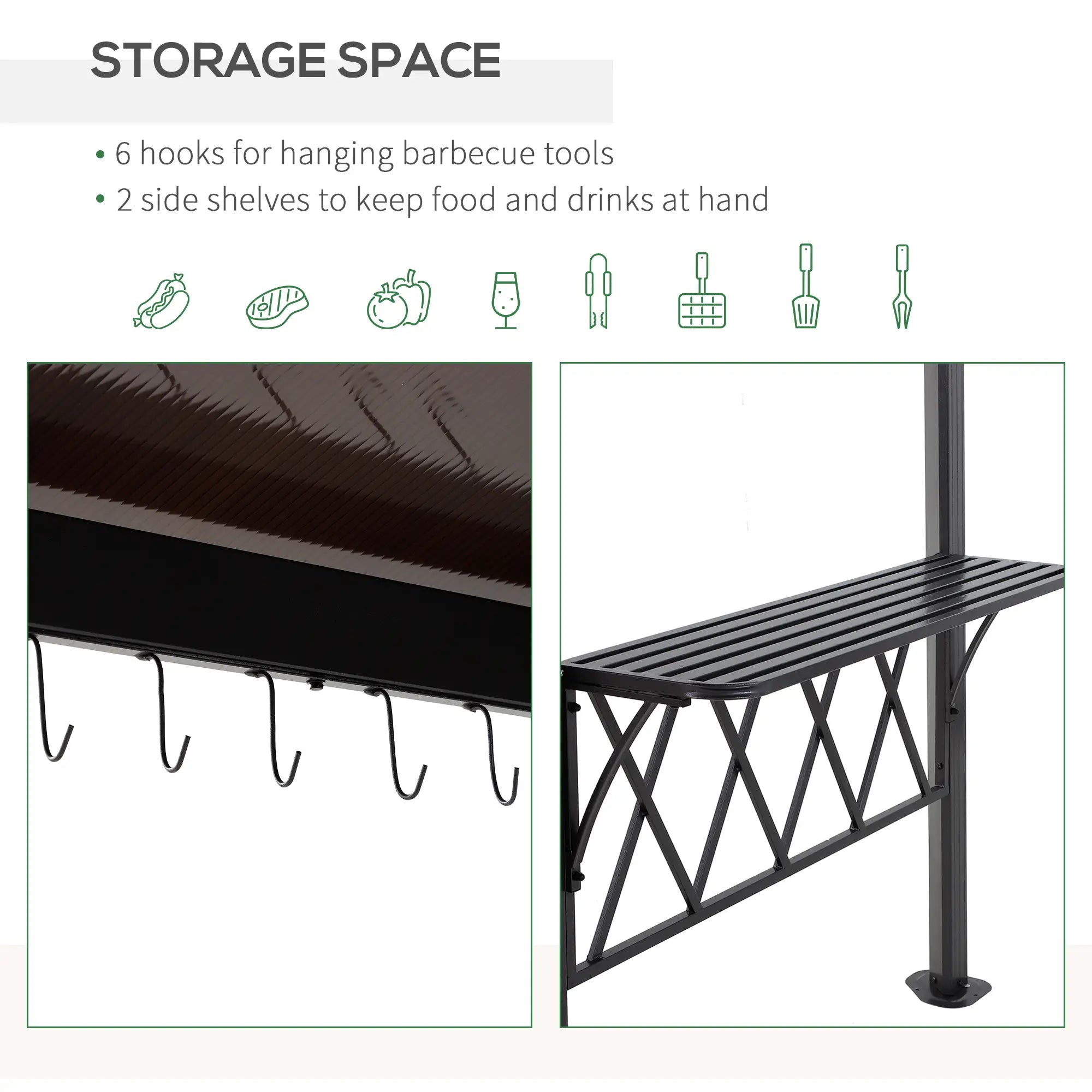 Outdoor Hardtop Grill Gazebo, BBQ Canopy With 6 Hooks, Double Vented PC Roof BBQ Grill Gazebos at Gallery Canada