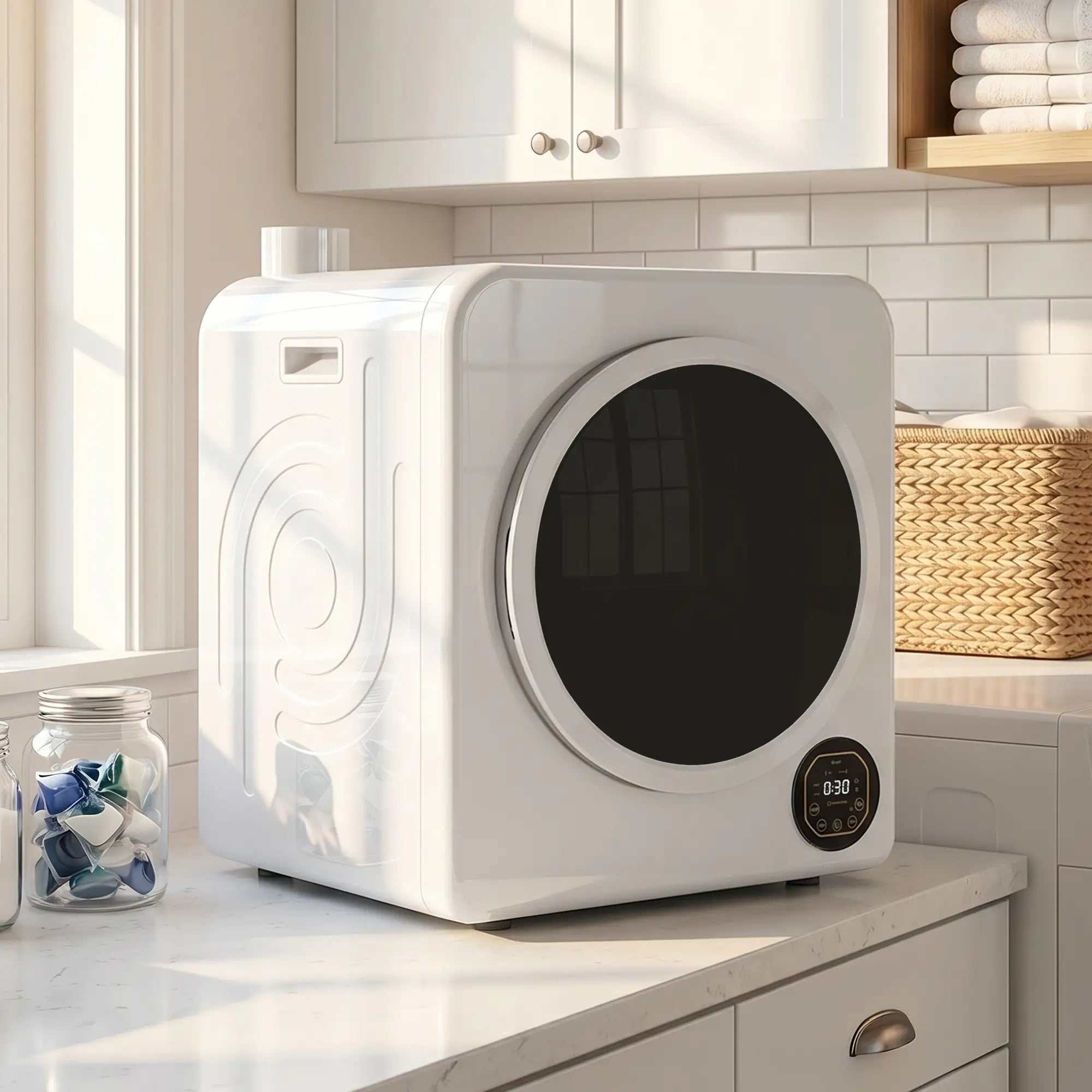 Clothes Dryer with 6 Drying Modes, Laundry Dryer with Stainless Steel Tub 18 lbs, White Dryer Machines at Gallery Canada