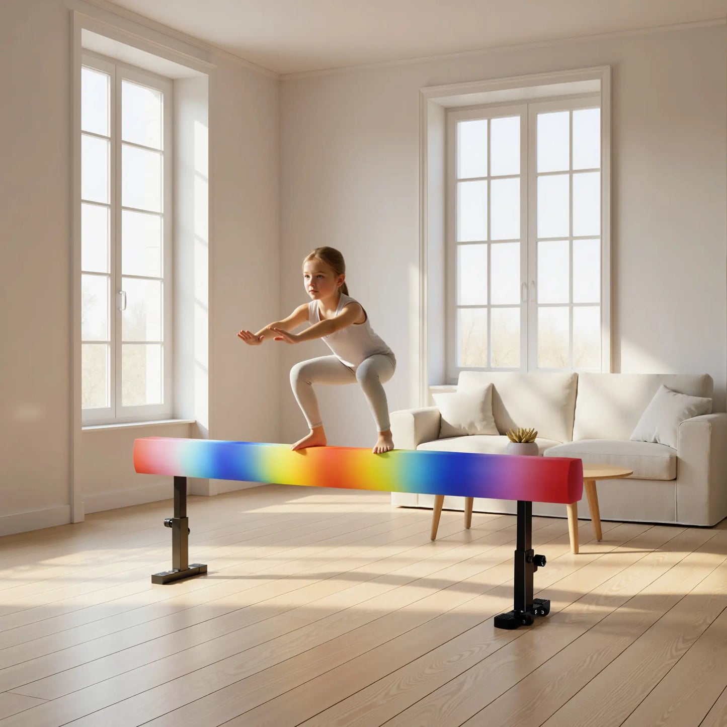 7.5ft Adjustable Gymnastics Balance Beam With Wheels, Training Equipment Gymnastics Mats at Gallery Canada