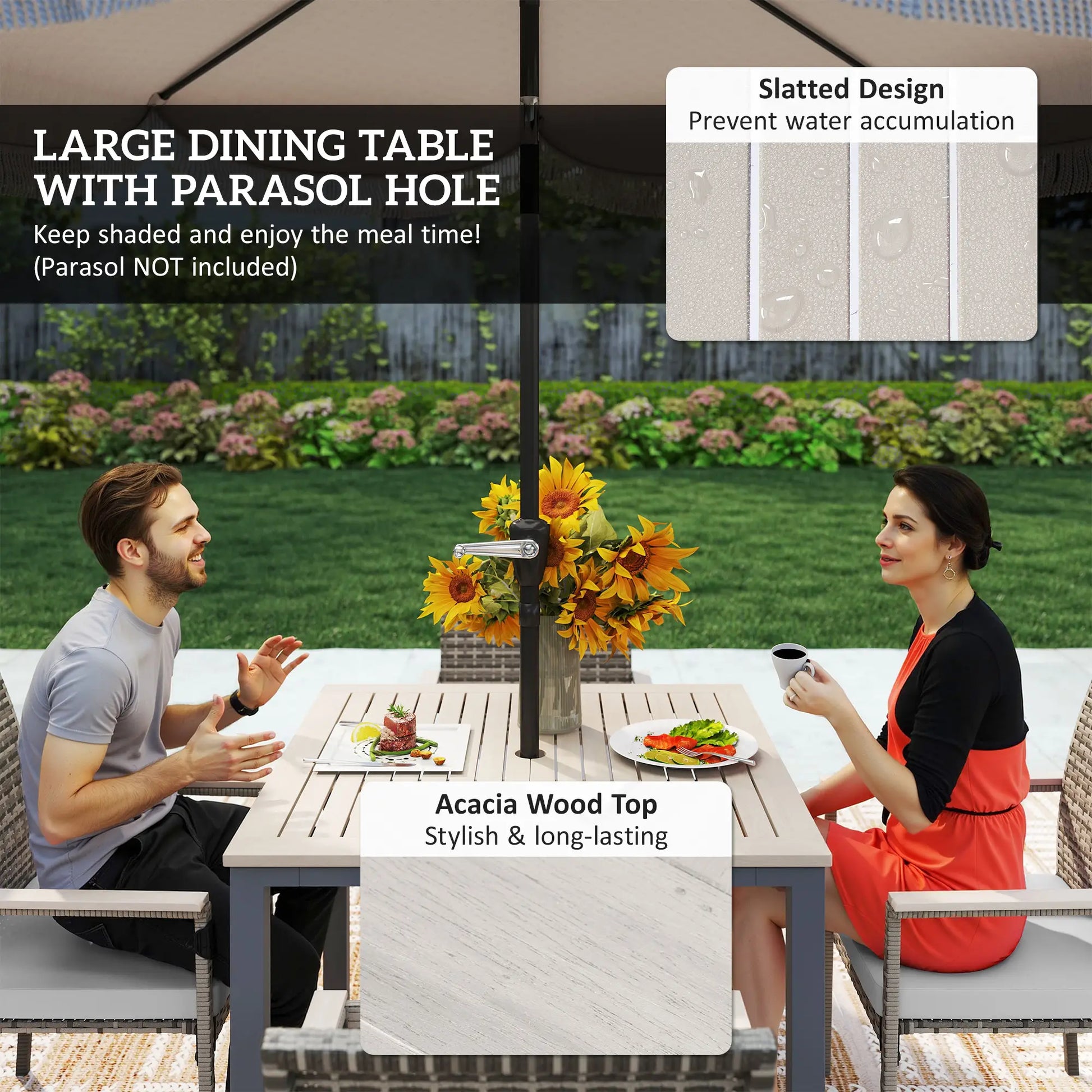 5-Piece Wicker Outdoor Furniture Set, Rattan Patio Dining with Cushions, Grey Patio Furniture Sets at Gallery Canada