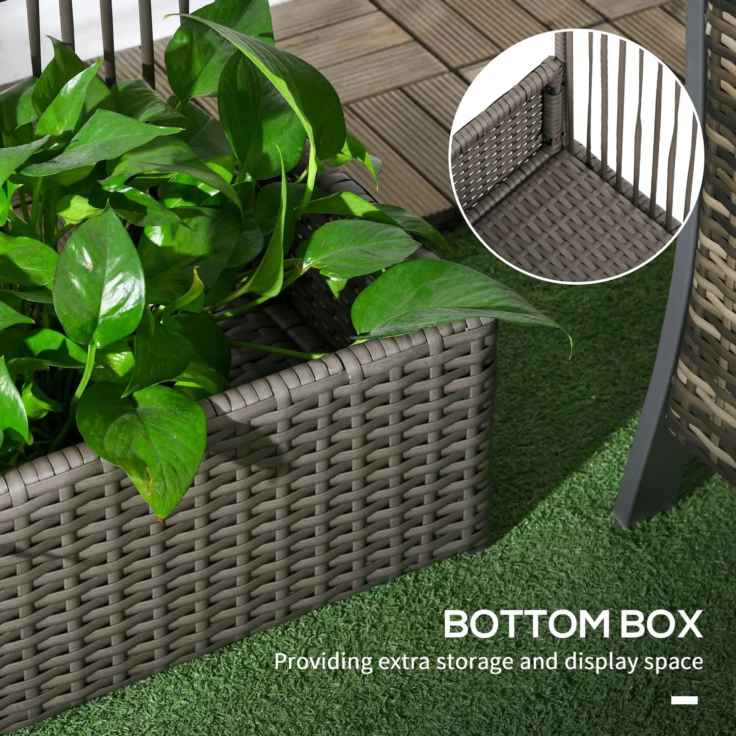 Raised Garden Bed with Lattice Trellis, Rattan Planter with Storage, Grey Raised Garden Beds at Gallery Canada