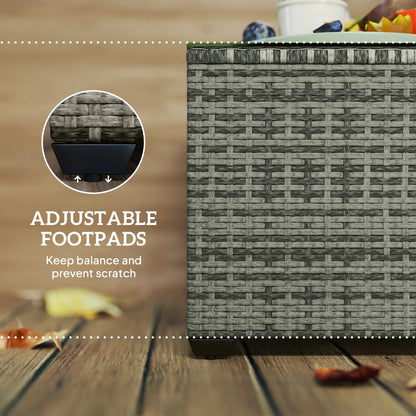 24.4" Patio Coffee Table, PE Rattan Outdoor Side Table, Tempered Glass Top, Light Grey Patio Side Tables at Gallery Canada