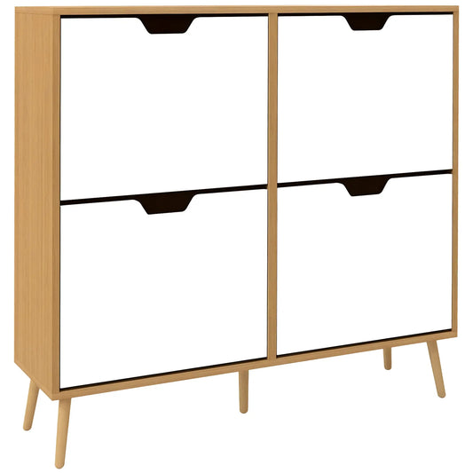 Shoe Storage Cabinet, 4 Flip Drawers, Adjustable Shelf, Holds 8-16 Pairs, Natural Shoe Storage Cabinets & Racks Natural at Gallery Canada