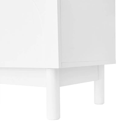 TV Stand, Wave Shaped Doors, Sturdy Legs, 66.5" L x 13.5" W x 18" H, White TV Stands at Gallery Canada
