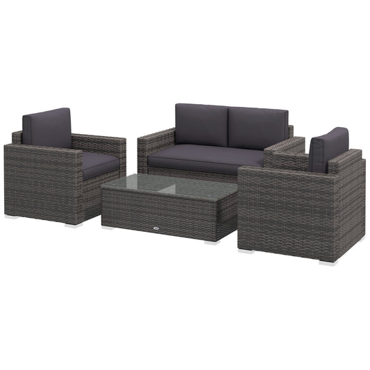 Outdoor Furniture with Table, Wicker Furniture with Loveseat and 2 Chair for Garden, Poolside, Grey - Gallery Canada